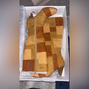Multi-Color Knee High Heeled Boot. Size 7M